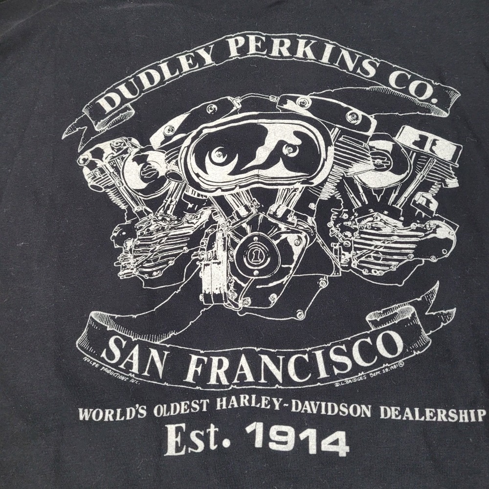 Vintage 1981 Single Stitched Dudley Perkins Dragon Of The West Harley Tee Sz LG - Picture 7 of 9